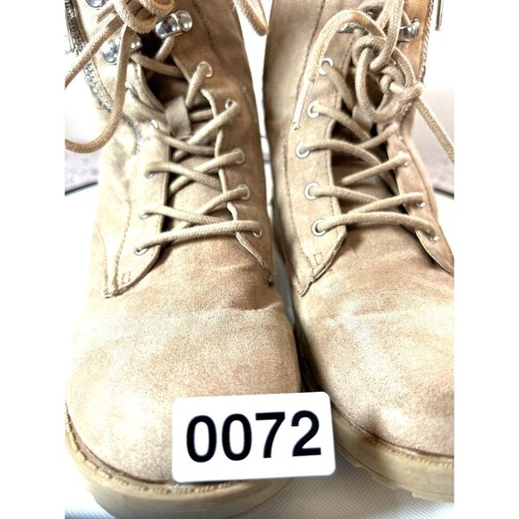 Sugor Girls Combat Boots Tie/Zip Tan Suede Look Size 3 - Picture 9 of 9